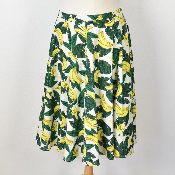 Collectif London Retro Pinup Banana Print Novelty Swing Skirt NEW - 18 - Picture 5 of 8
